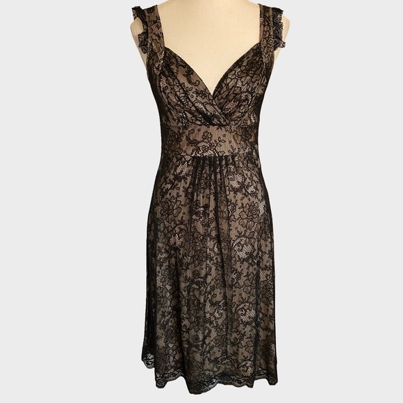 Suzy Shier Black Lace Nude Lined Sleeveless Party Dress- Sz-S - Picture 1 of 16